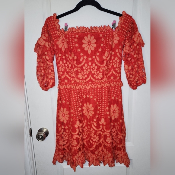 Parker Off The Shoulder Lace Dress Size 4 - Picture 1 of 14